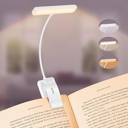 Gritin 19 LED Book Light Rechargeable with Memory, 3 Eye-Pro