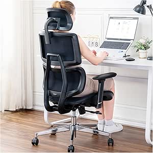 Ergonomic Office Chair - Breathable High Back Armchair with Mesh Lumbar Support, 130° Tilt Backrest, Adjustable Seat Depth & 3D Armrest - Big and Tall, Swivel Rolling, Supports Up to 330 LBS - Featured