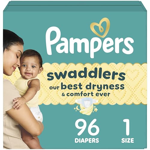 Pampers Swaddlers Diapers, Size 1 (8-14 lbs), 96 Count, Absorbent, Keeps Baby Dry and Comfortable, Skin Safe Disposable Baby Diaper (Packaging May Vary) - Featured