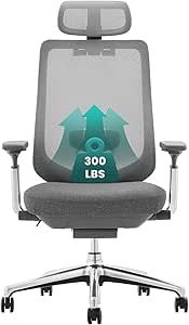 COLAMY Ergonomic Mesh Office Chair, High Back Computer Executive Desk Chair with Adjustable Headrest and 4D Arms, Slide Seat, Tilt Lock, Dark Grey - Featured
