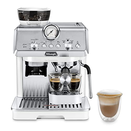 De'Longhi La Specialista Arte EC9155.W, Barista Pump Espresso Machine, Bean to Cup Coffee and Cappuccino Maker, 8 Grinding Settings, MyLatte Art Frothing Wand, 1550W, White - Featured