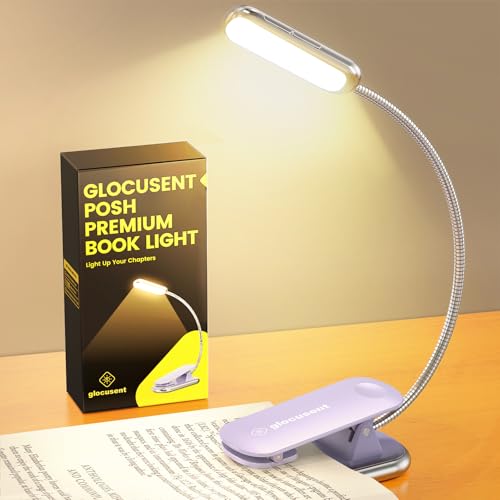 Glocusent 16 LEDs Reading Light, Book Light with Timer, Rechargeable Clip on Book Light with Long Battery Life 160hrs, Reading Lights for Books in Bed, 3 Colors & 5 Brightness, Perfect for Readers - Featured