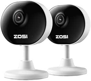 ZOSI WiFi Indoor Camera,1080P Home Security Baby Monitor/Pet Camera with App, 2 Way Audio, Day and Night Video, Alexa enabled, Human/Motion Detection, 2x CCTV Dome Camera - Featured