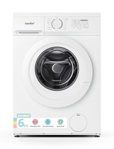COMFEE' Freestanding Washing Machine,6KG Load,Heat Wash 90℃,Quick Wash,15 Washing Programs,White-CFE10EW60/W - Featured