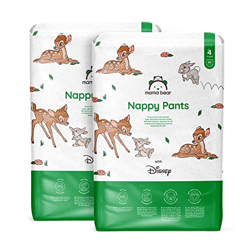 Amazon Brand - Mama Bear Disney Nappy Pants, Size 4 (9-15 kg), 160 Count (2 Packs of 80), White - MONTHLY PACK - Featured