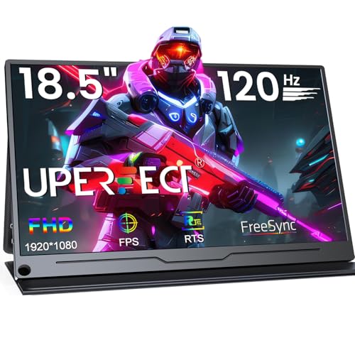 UPERFECT Portable Monitor 18.5 Inch 120Hz, Portable Gaming Monitor 1080p FHD 100% sRGB Matte Screen, IPS HDR FreeSync Speaker HDMI USB C Monitor, VESA & Smart Cover - Featured