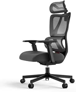 ProtoArc EC100 Ergonomic Office Chair – Computer Desk Chair for Work with 10cm Thicker Spring Cushion, Lumbar Support, Adjustable Armrest & Headrest, Swivel Mesh Chair for Home Office, Black - Featured