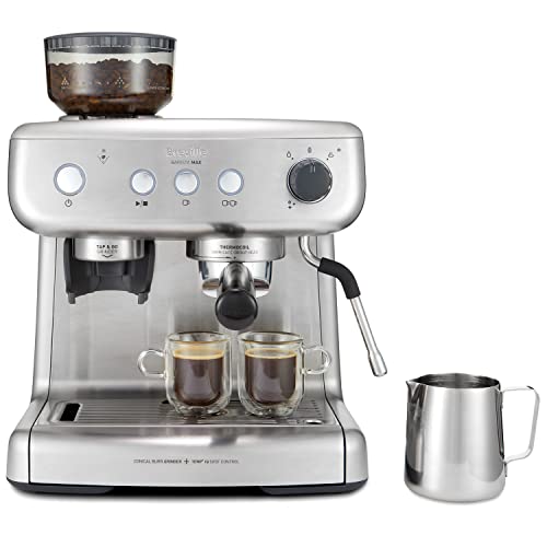 Breville Barista Max Espresso Machine | Latte & Cappuccino Coffee Maker with Integrated Bean Grinder & Steam Wand | 2.8 L Water Tank | 15 Bar Italian Pump | Stainless Steel - Featured
