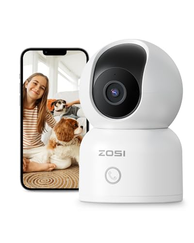 ZOSI C518 2K 3MP Indoor Security Camera - 360° Pan/Tilt Baby Monitor & Dog Cam, Dual-Band 2.4G/5G WiFi Pet Camera with App, Smart Person Detection, 2-Way Audio, Cloud & Local Storage, Works with Alexa - Featured