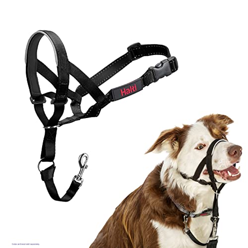 HALTI Headcollar Size 2 Black, UK Bestselling Dog Head Harness to Stop Pulling on the Lead, Easy to Use, Padded Nose Band, Adjustable & Reflective, Professional Anti-Pull Training Aid for Medium Dogs - Featured