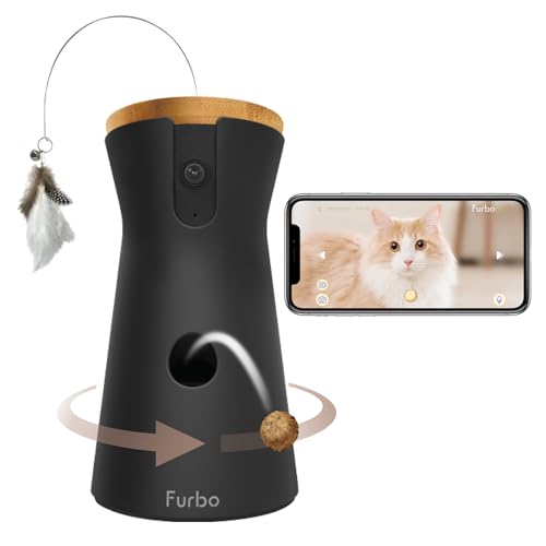 Furbo 360° Cat Camera [BASIC CAMERA]: Pet Monitor w/App, Rotating 360° View, Colour Night Vision, Auto-Tracking, Treat-toss, Meowing Alert. Loved by millions of pet parents worldwide - Featured