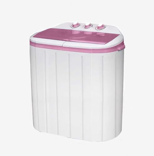 Portable Twin Tub Washing Machine and Dryer 5 KG (3 KG Wash 2 KG Dryer) Electric Mini Washer RV Travel Camping Spin Cycle Dryer Combo Pink/White New - Featured