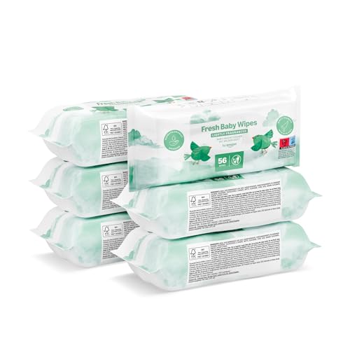 by Amazon Fresh Baby Wipes, 336 Wipes, 6 Pack of 56 (Previously a Mama Bear Brand, Same Product) - Featured