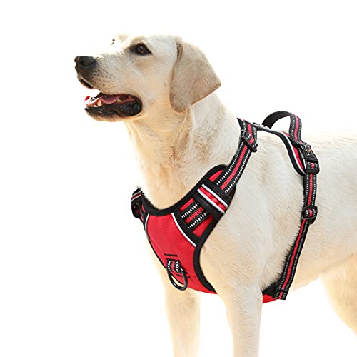 HEELE Dog Harness No-Pull Dog Harness Adjustable Outdoor Dog Vest Harness Reflective Harness for Large Dog, Red, L - Featured