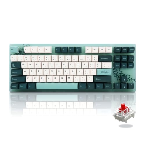 Womier K87 75% Keyboard, 87 Keys Gaming Keyboard, Hot Swappable TKL RGB Mechanical Key Board with Plant Theme PBT Keycaps for PC MAC PS4 Xbox Laptop, Red Switch - Featured