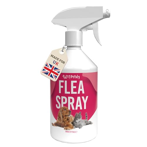 Petsly Flea Spray for the Home - 500ml - Max Strength, 100% Non-Toxic, Fast-Acting, Non-Staining, Long-Lasting Protection, Effective for Mattresses, Bedding, Furniture & Textiles - Family & Pet Safe - Featured