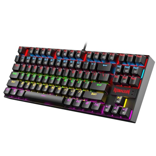 Redragon K552 Mechanical Gaming Keyboard, LED Gaming Keyboard with Red Switches, 87 Full Anti-ghosting Keys, Unique Metal Rim for Windows Gaming PC, Black - Featured